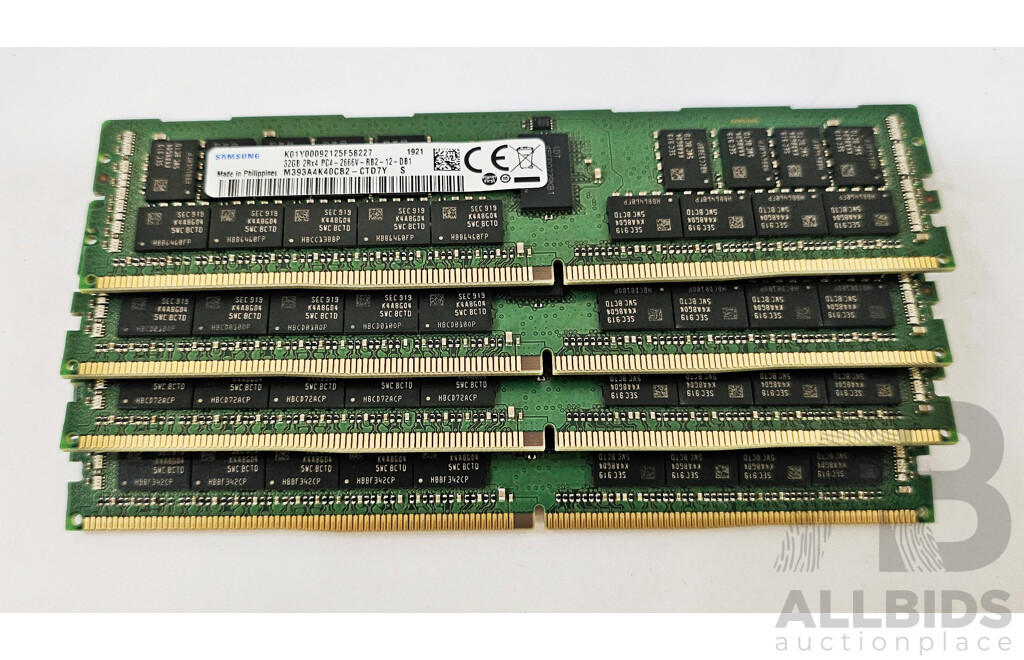 Samsung 32GB ECC DDR4 2666V  RDIMM RAM - Lot of Four