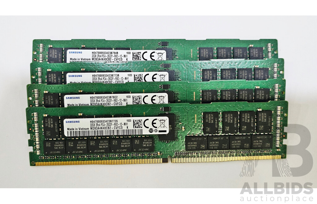 Samsung 32GB ECC DDR4 2933Y  RDIMM RAM - Lot of Four