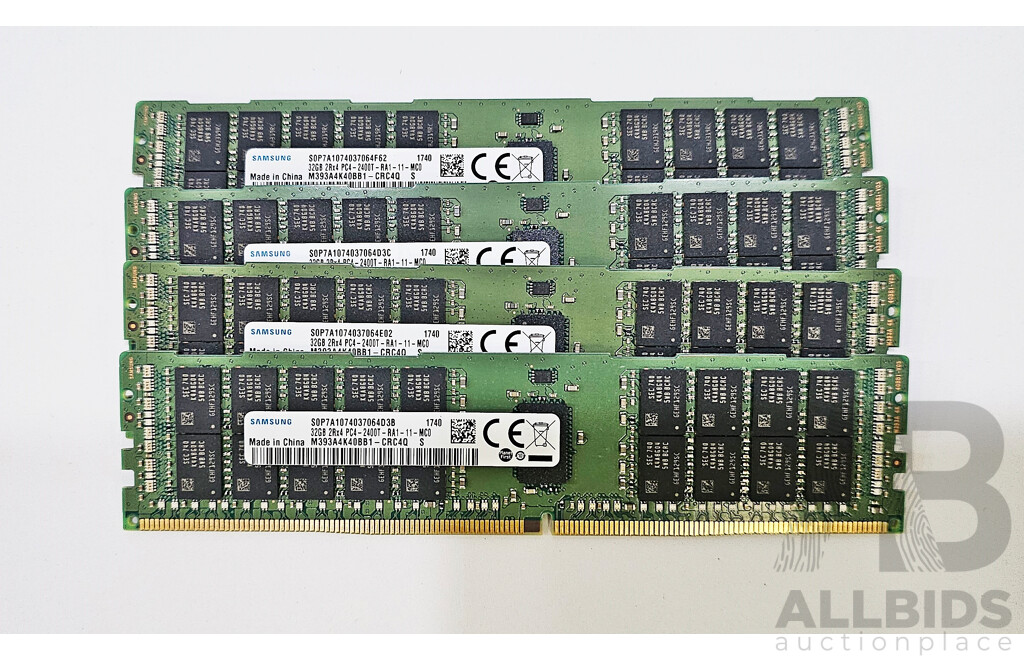 Samsung 32GB ECC DDR4 2400T RDIMM RAM - Lot of Four