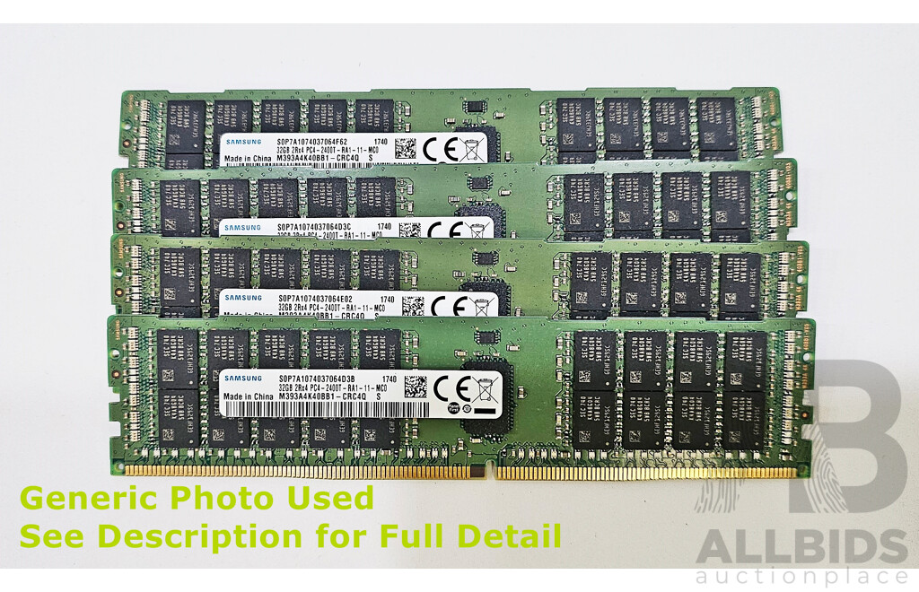 Samsung 32GB ECC DDR4 2400T RDIMM RAM - Lot of Four