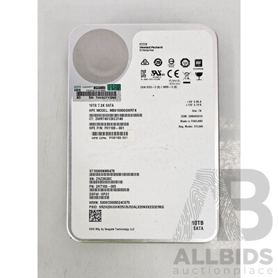 HPE (MB010000GWRTK) 10TB SATA 6Gbps 3.5-Inch Hard Drive