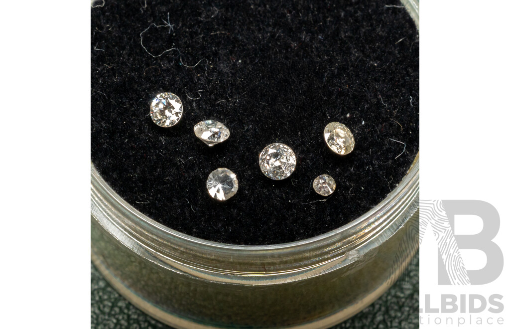 Diamonds, (6) Unset Round Brilliant Cut, Total 0.27ct