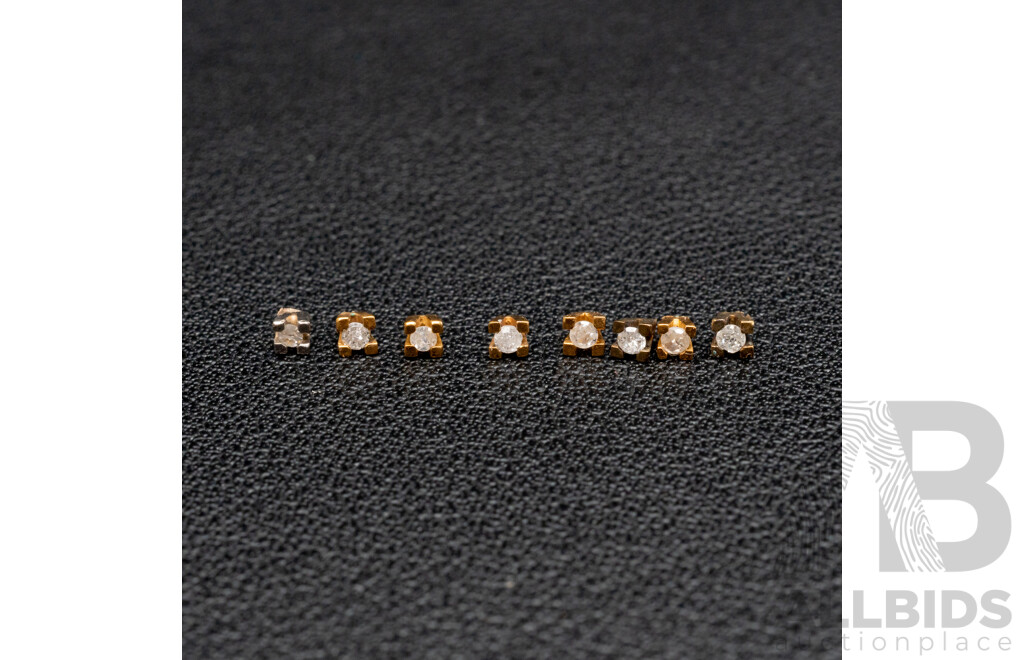 Diamonds in 9ct Gold Settings, Scrap or Repurpose, Est TDW 0.08ct, 0.55 Grams
