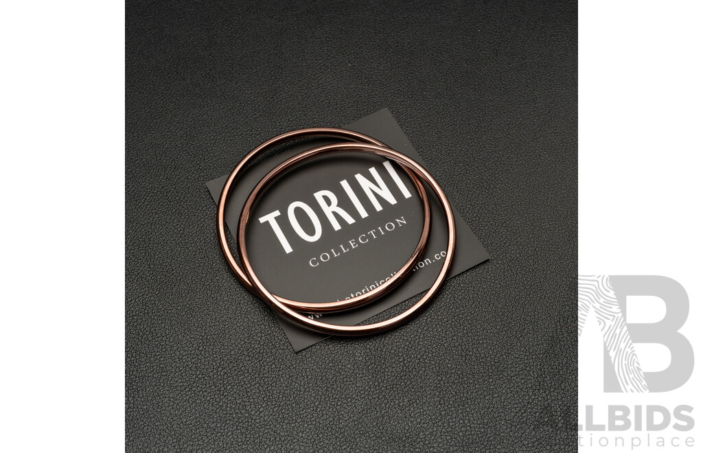 NEW - Torini (2) bronze Tone Stainless Steel Stacking Bangles, 66mm Diameter