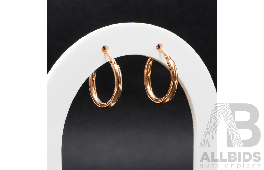 NEW - Torini Sterling Silver Rose Tone Hoop Earrings, Made in Italy, 18mm, 2.05 Grams