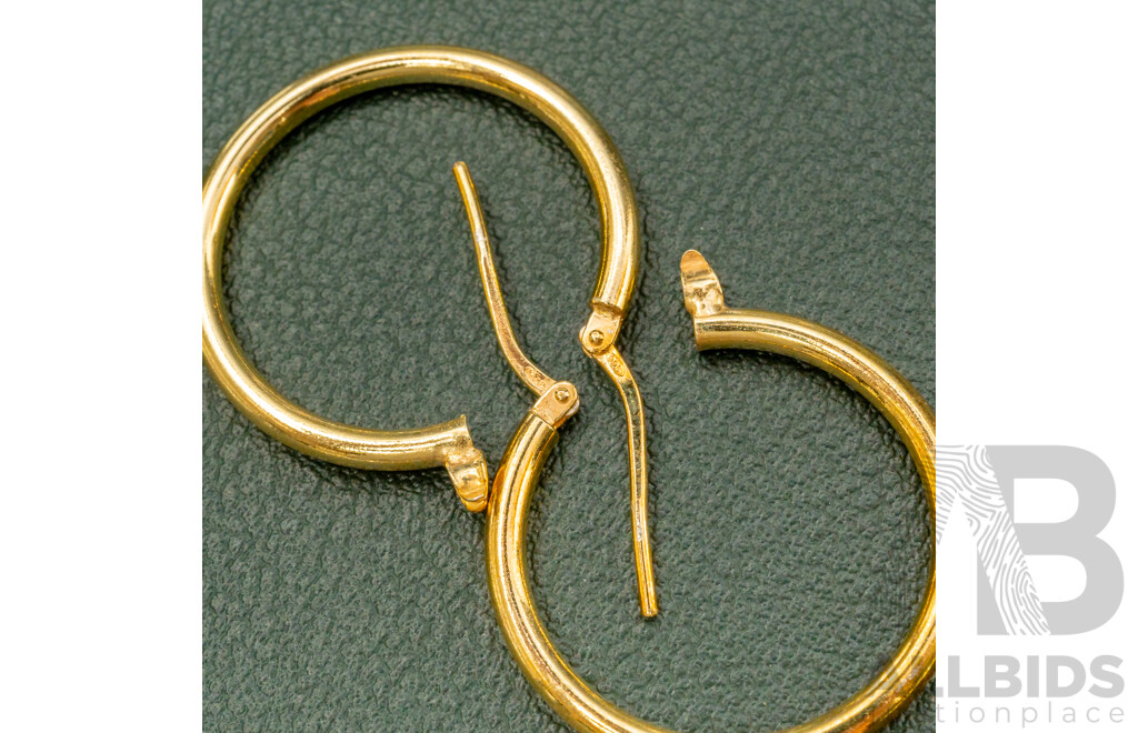 NEW - Torini Sterling Silver Gold Tone Hoop Earrings, Made in Italy, 25mm, 3.11 Grams