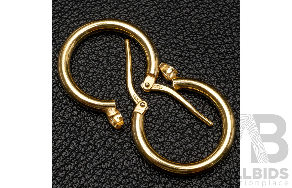 NEW - Torini Sterling Silver Gold Tone Hoop Earrings, Made in Italy, 18mm, 2.07 Grams