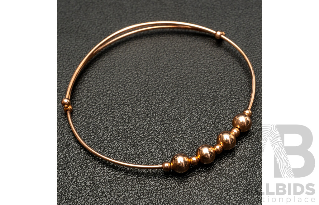 NEW - Torini Sterling Silver Rose Expanding Bead Bangle, Made in Italy, 4.72 Grams