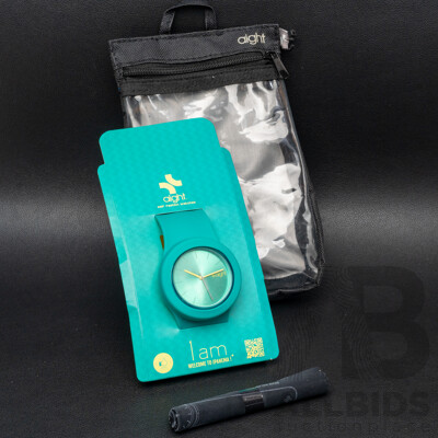 NEW - AIGHT 1am Analogue 42mm Watch with Silicon Wrist Band - green