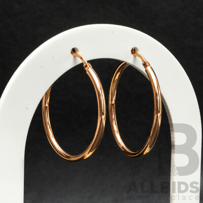 NEW - Torini Sterling Silver Rose Tone Hoop Earrings, Made in Italy, 30mm, 3.75 Grams