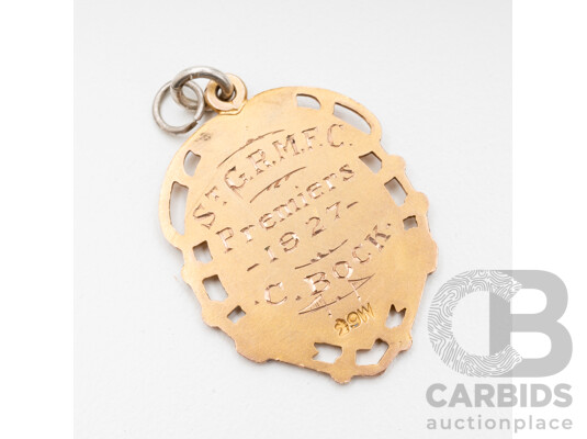 Vintage 9ct Yellow Gold Football Premiers Medallion - 5.49gms