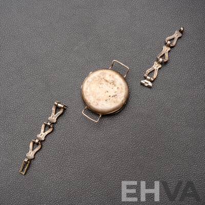 Antique Sterling Silver 31mm Watch Casing, Hallmarked London 1918, 6551 & SS Straps, 14.52 Grams