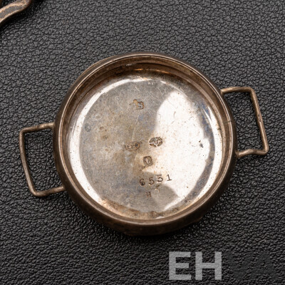 Antique Sterling Silver 31mm Watch Casing, Hallmarked London 1918, 6551 & SS Straps, 14.52 Grams
