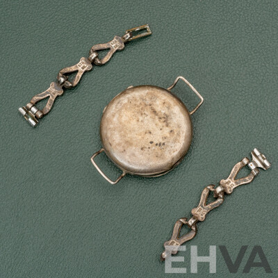 Antique Sterling Silver 31mm Watch Casing, Hallmarked London 1918, 6551 & SS Straps, 14.52 Grams