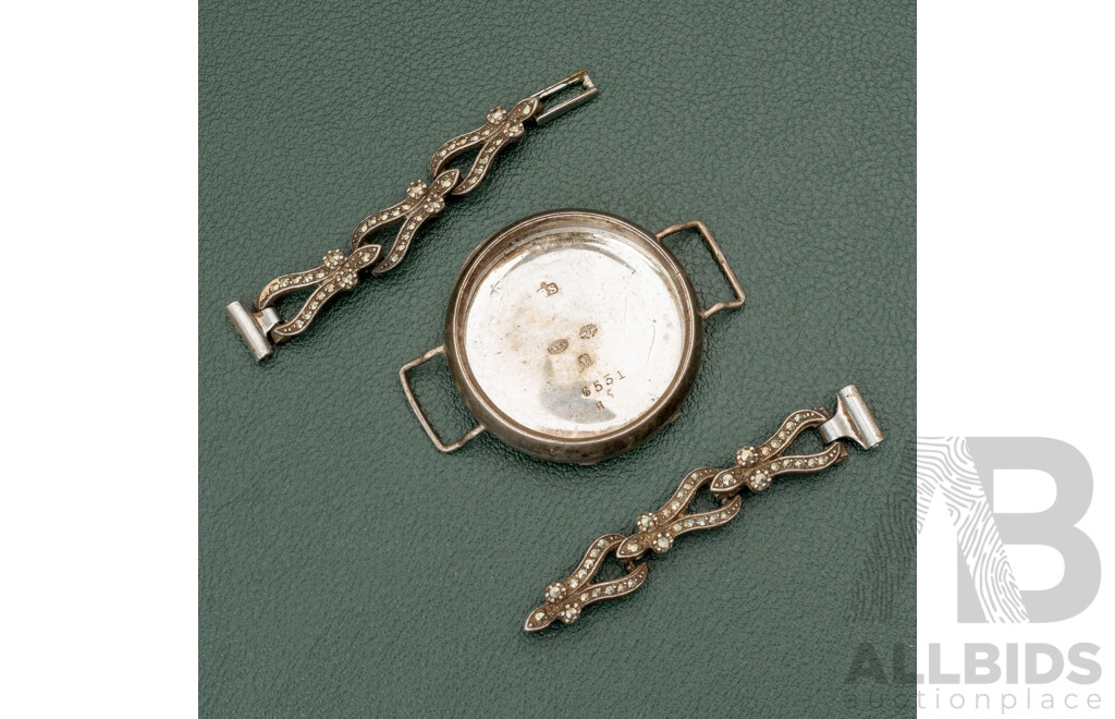 Antique Sterling Silver 31mm Watch Casing, Hallmarked London 1918, 6551 & SS Straps, 14.52 Grams