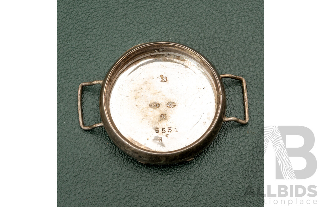 Antique Sterling Silver 31mm Watch Casing, Hallmarked London 1918, 6551 & SS Straps, 14.52 Grams