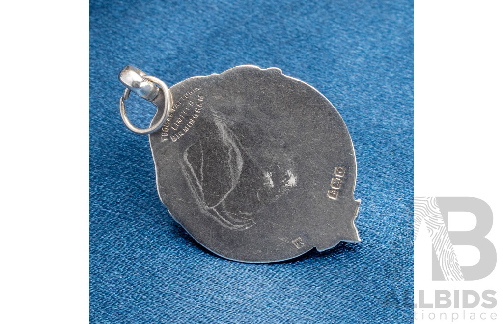 Pre WW2 Sterling Silver/9ct Yellow Gold Plated Medal for Darts Competition. Birmingham, England -  7.1gms