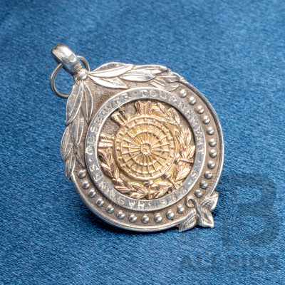 Pre WW2 Sterling Silver/9ct Yellow Gold Plated Medal for Darts Competition. Birmingham, England -  7.1gms