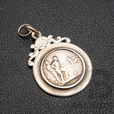 925 Sterling Silver Vintage Soccer Fob Medal - 9.03gms