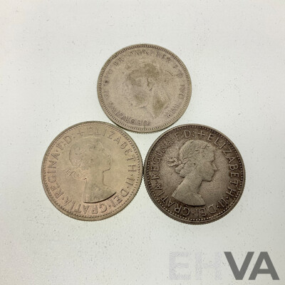 Three Australian Silver Florins Including Two 1954 Commemorative and 1946  .500