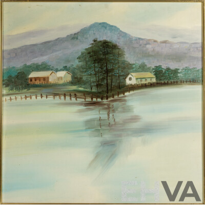 Artist Unknown (20th Century), Landscape Reflections I and II, Pair of Vintage Oil on Masonite Boards, 74 x 74 cm (frames) (2)