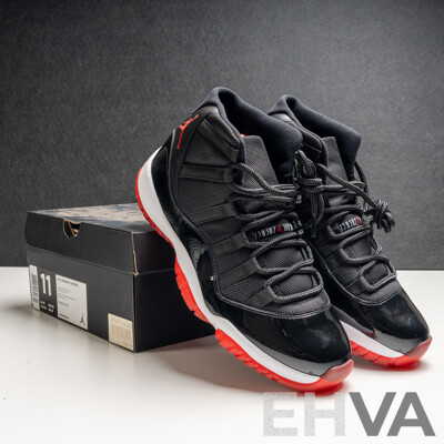 Pair of Nike Air Jordan 11 Retro Bred, 2012