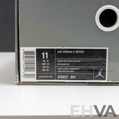 Pair of Nike Air Jordan 11 Retro Cool Grey Colourway, 2010