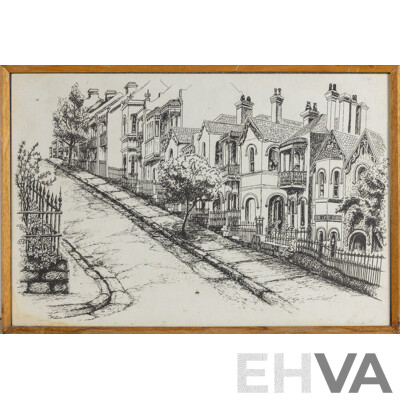 Signed Indistinctly, (20th Century), Sydney Street, Vintage Lithograph, 57 L x 39 H cm (frame)