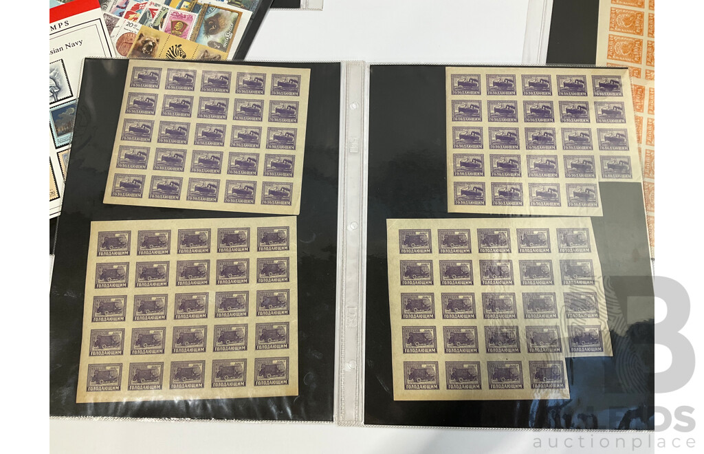 Collection of Antique and Vintage USSR  Mint Stamp Sheets and Blocks, Including Imperfs, Sets