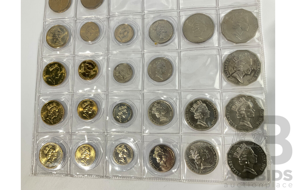 Collection of Australian UNC Coin Sets Including 1994, 1996, 1997 and One Dollar Coins 1986 Year of Peace, 1988 Aboriginal Kangaroo, 1994 Ten Years One Dollar Coin, 1996 Henry Parkes