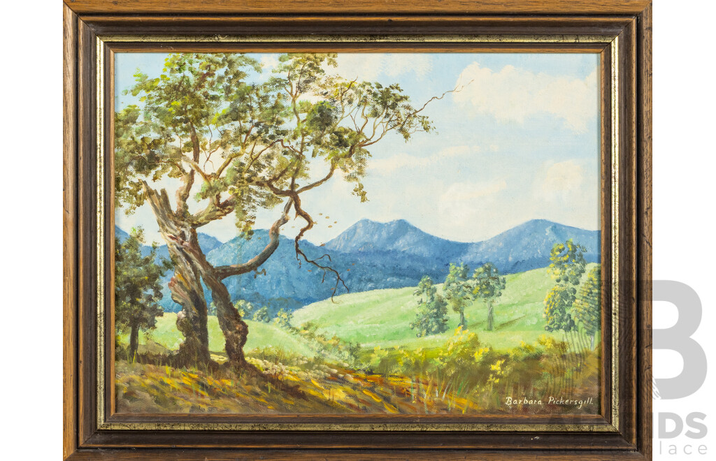 Sandra Shore (20th Century), Waiting for Spring and Barbara Pickersgill, (20th Century), Green Valley, Pair of Wonderful Vintage Oils on Canvas Board,  41 x 51 cm (largest frame) (2)