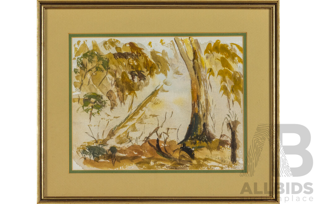 Mollie Scoullar, (20th Century, Australian, D-1985), Bushland (1983), Wonderful Original Watercolour, 34 x 40 cm (frame)