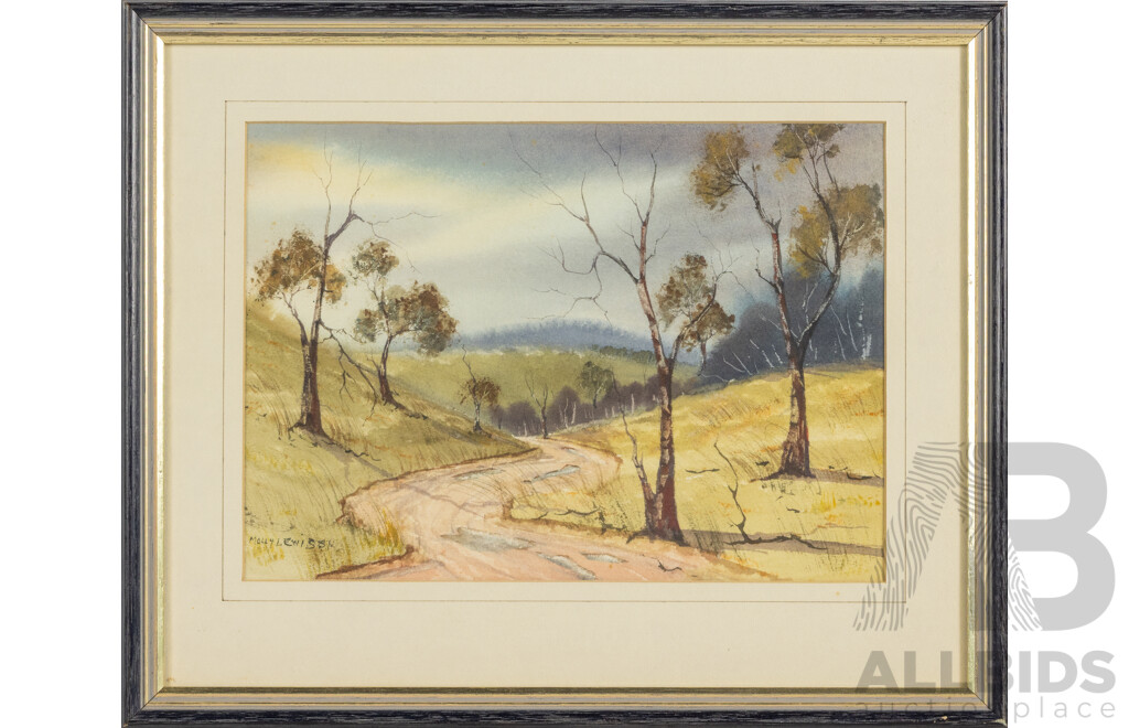 Molly Lewis (20th Century, Active c1980s), Long & Winding Road & Unsigned (20th Century), Bush Cottage, Pair of Original Watercolours, 38 x 49 cm (largest frame) (2)
