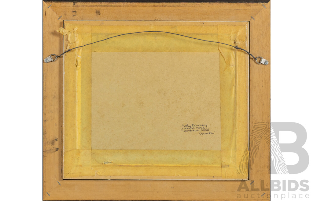 Sally Bardsley (20th Century, Australian), Secluded Bush Home (1986), Original Oil on Canvas Board, 39 x 44 cm (frame)