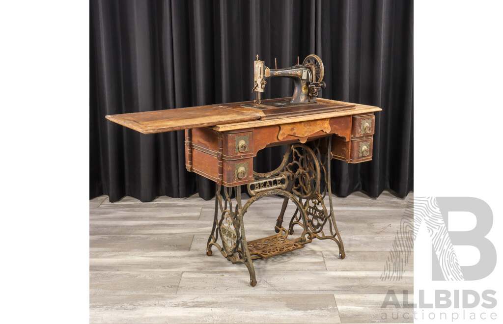 Vintage Oak Beale Sewing Machine