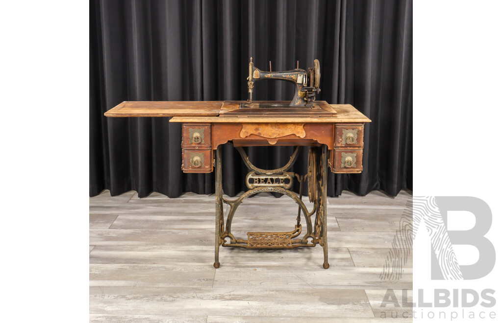Vintage Oak Beale Sewing Machine