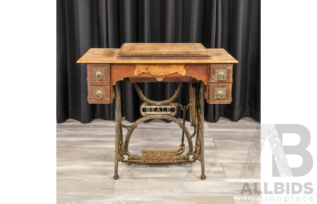 Vintage Oak Beale Sewing Machine