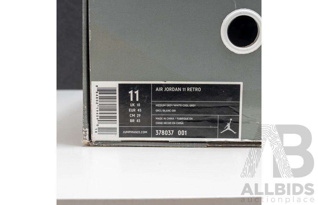 Pair of Nike Air Jordan 11 Retro Cool Grey Colourway, 2010