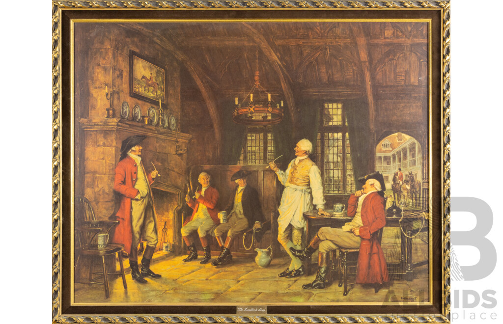 After Frank Moss Bennett (19/20th Centuries, British, 1874-1953), The Landlord's Story, Vintage Colour Reproduction Print Backed on Masonite, 80 x 100 cm (frame)