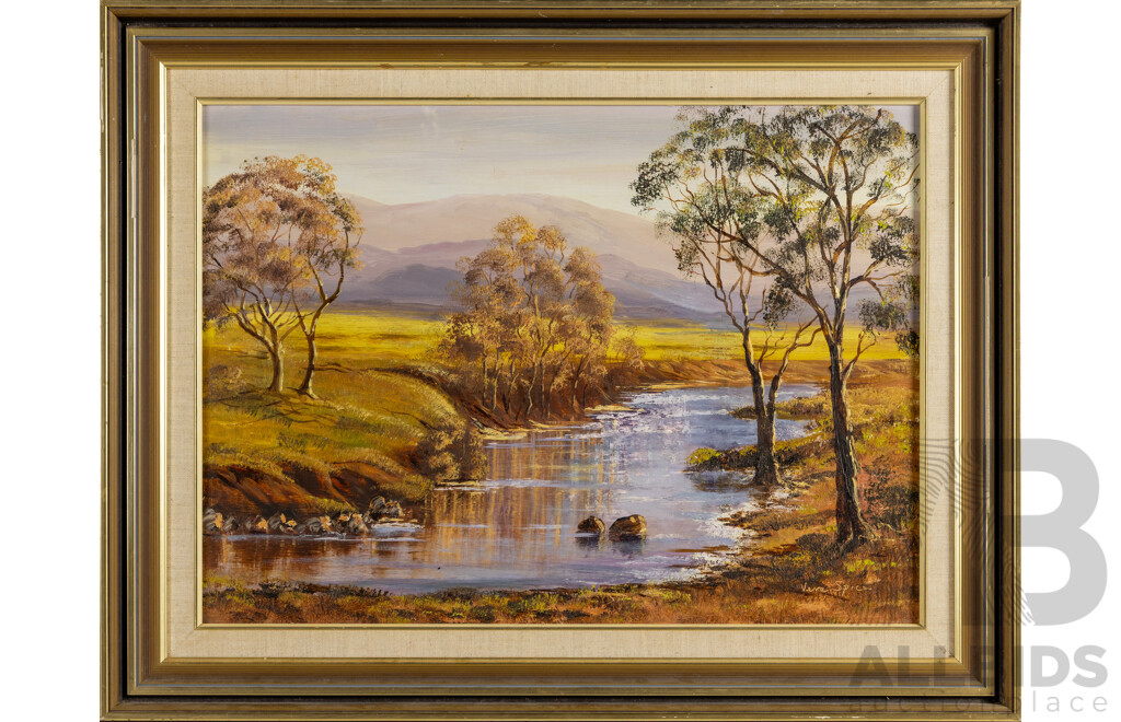 Vera Spicer, (20th Century, Australian, 1926-2009), Sunset Glow, Original Vintage Oil on Board, 56 x 71 cm (frame)