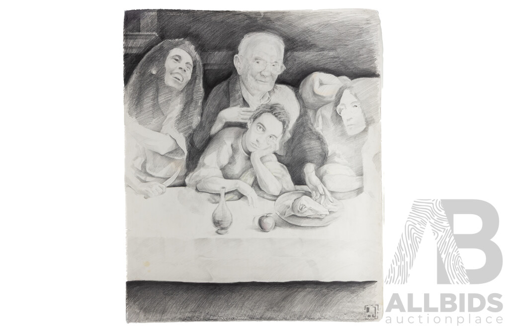 Artist Unknown, (20th Century, Australian), Celebration Day Parts 1,2 & 3, Original Lead & Coloured Pencils Sketch on Heavy Cardboard, 140 x 115 cm (sheet largest) (3)