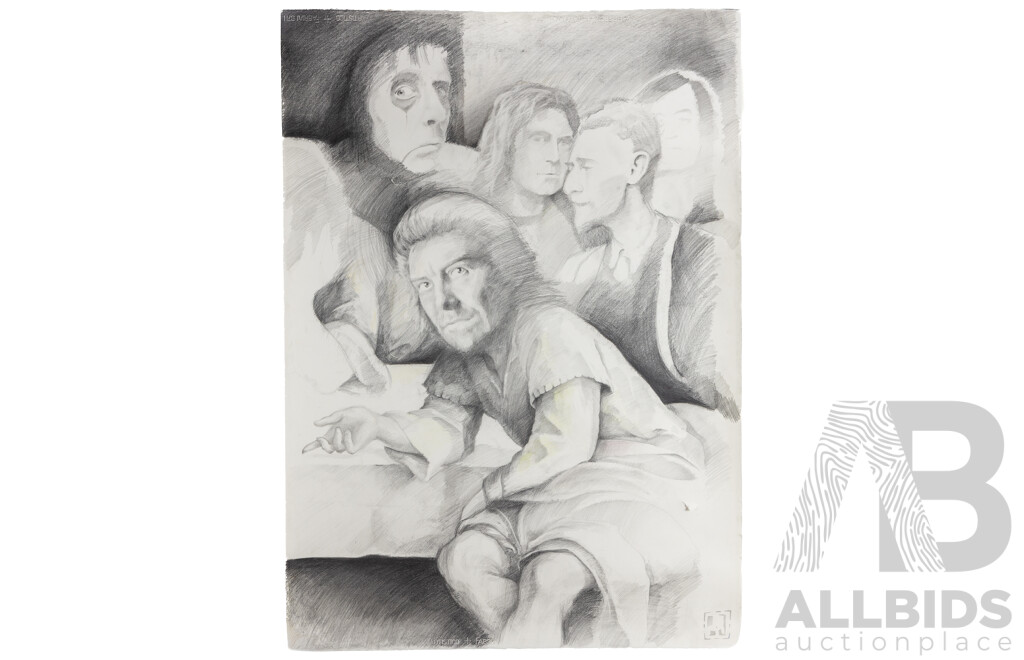 Artist Unknown, (20th Century, Australian), Celebration Day Parts 1,2 & 3, Original Lead & Coloured Pencils Sketch on Heavy Cardboard, 140 x 115 cm (sheet largest) (3)