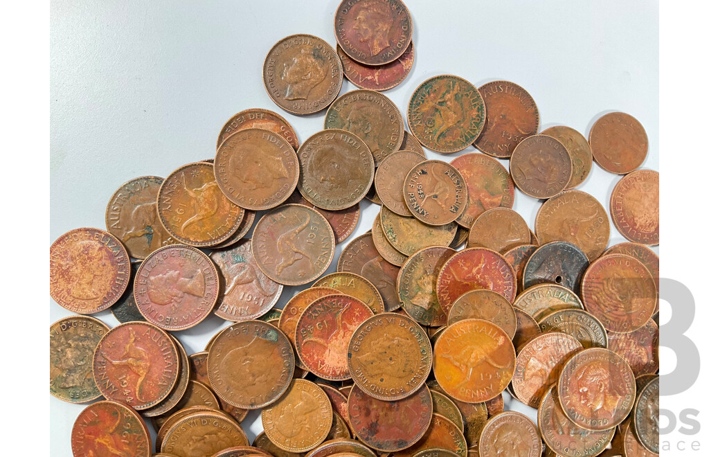 Collection of Australian Pennies and Half Pennies Spanning 1911 to 1963 -  Approximately 2.5 Kilograms