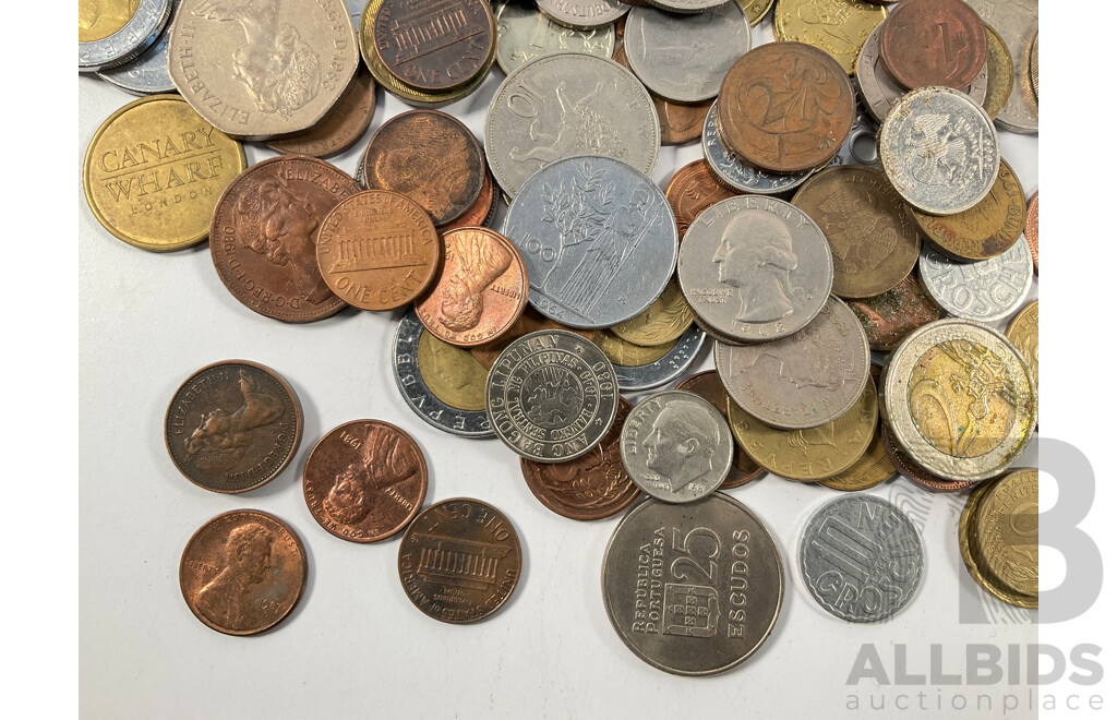 Collection of International Coins Including Australian One and Two Cent Coins - Approximately 1.8 Kilograms