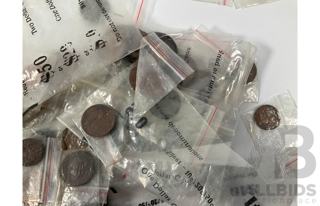Collection of International Coins Including Australian One and Two Cent Coins - Approximately 1.8 Kilograms