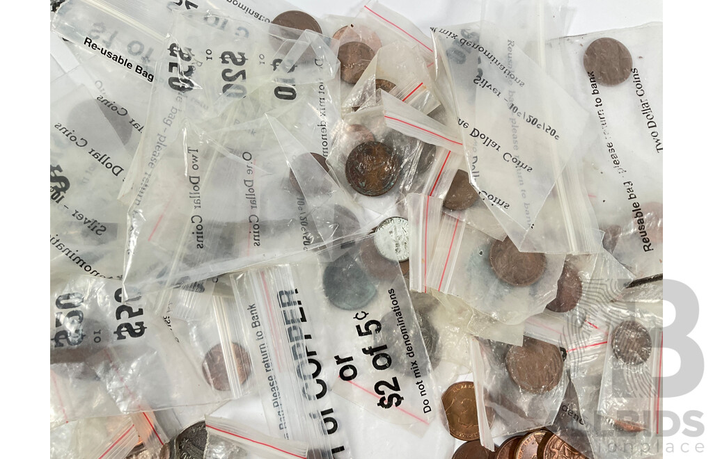 Collection of International Coins Including Australian One and Two Cent Coins - Approximately 1.8 Kilograms