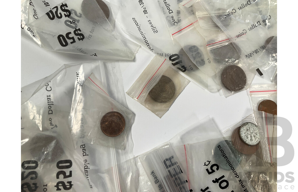Collection of International Coins Including Australian One and Two Cent Coins - Approximately 1.8 Kilograms