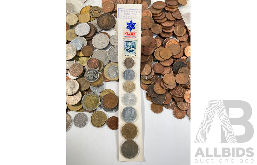 Collection of International Coins Including Australian One and Two Cent Coins - Approximately 1.8 Kilograms