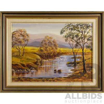 Vera Spicer, (20th Century, Australian, 1926-2009), Sunset Glow, Original Vintage Oil on Board, 56 x 71 cm (frame)