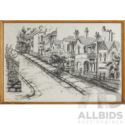 Signed Indistinctly, (20th Century), Sydney Street, Vintage Lithograph, 57 L x 39 H cm (frame)